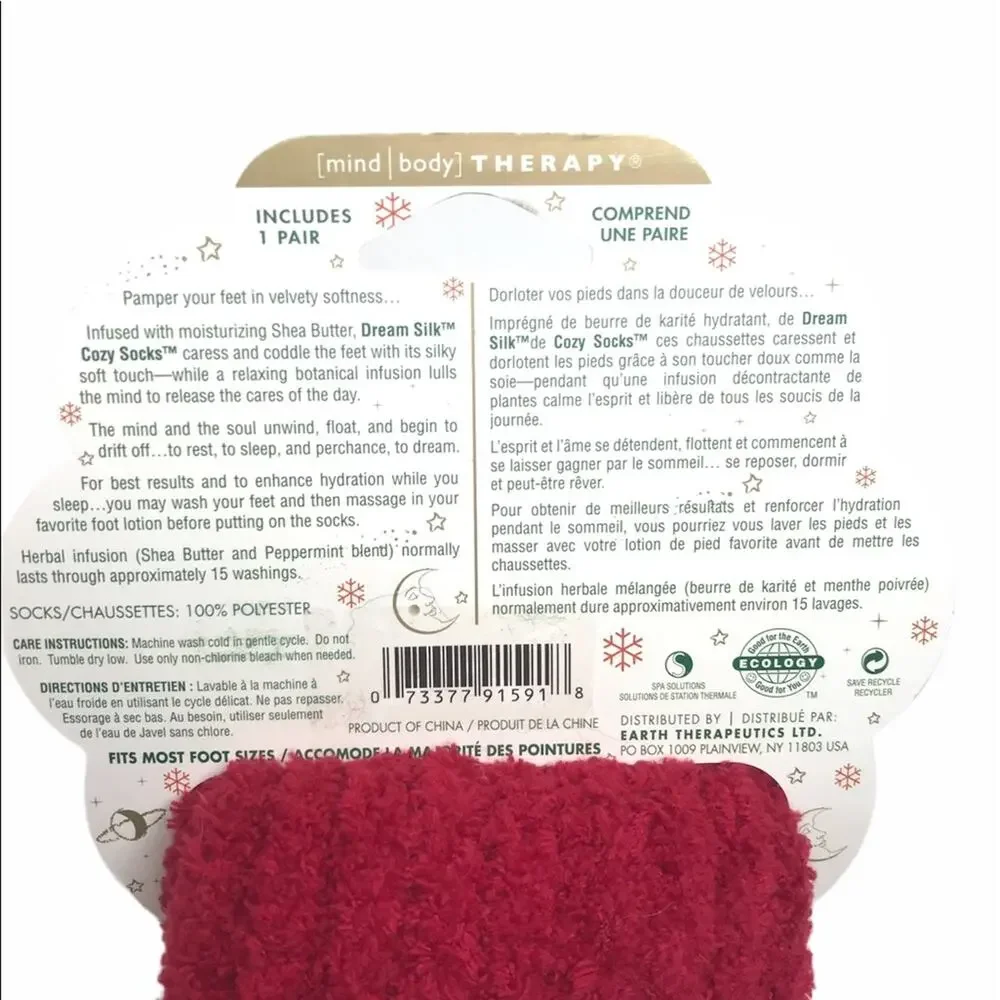Earth Therapeutics Crew Socks Red White